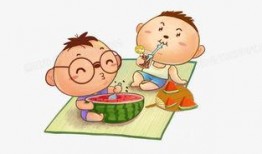 小男孩女孩吃瓜,小男孩女孩共享甜蜜时光